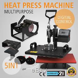 12x15 5in1 Digital Transfer Sublimation Heat Press Machine T-Shirt Mug Hat Plate