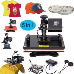 15x12 5 In 1 Heat Press Machine Transfer Sublimation T-Shirt Mug Hat Plate Cap