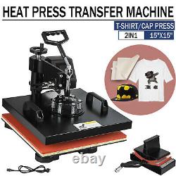 15x15 2IN1 Combo Heat Press T-shirt Printing Machine Cap Hat Sublimation Press