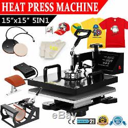 15x15 5 in 1 T-Shirt Heat Press Machine Digital Transfer Sublimation Mug Hat