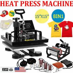 15x15 8 in 1 Heat Press Machine Digital Transfer Sublimation T-Shirt Mug Hat
