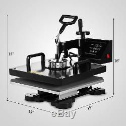 15x15 T-Shirt Heat Press Transfer 6IN1 Combo Machine Swing Away Mug Plate CE