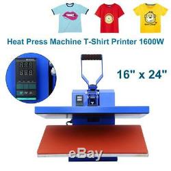 1600W 16x24 Heat Press Machine Clamshell Sublimation Transfer T-Shirt Printer