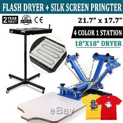 4 Color 1 Station Screen Printing Press Kit Machine Silk Screening Flash Dryer