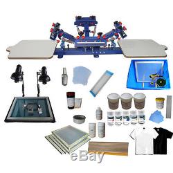 4 Color 2 Station Screen Printing Press Kit Simple Exposure Unit & Material Tool
