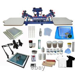 4 Color 2 Station Silk Screen Printing Kit Machine & DIY Materials Exposure US