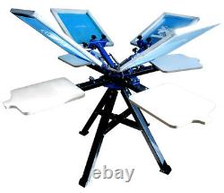 4 Color 4 Station Screen Printing Double Rotary Silk Screen Shirt Press Machine