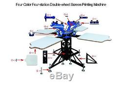 4 Color 4 Station Silk Screen printing Machine Printing Press T-shirt Printer