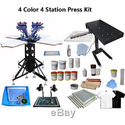 4 Color Screen Printing Kit Press Adjustable Flash Dryer Consumable 4 Station