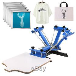 4 Color Screen Printing Machine 6pcs 110 Mesh Aluminum Silk Screens Equipment