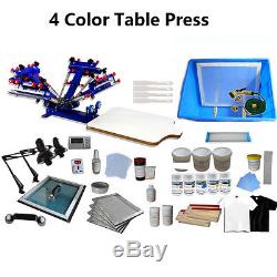 4 Color Silk Screen Printing Kit Press Printer & Full Materials Package Supply