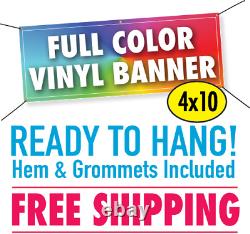 4' x 10' Custom Vinyl Banner 13oz Full Color FREE SHIPPING