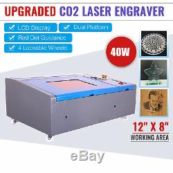 40W CO2 Laser Engraver Engraving Cutting 12x 8 Upgraded LCD Red Dot Guidance