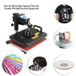 5 In 1 Digital Heat Press Machine Sublimation For T-Shirt/Mug/Plate Hat Printer