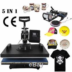 5 In 1 Digital Heat Press Machine Sublimation For T-Shirt/Mug/Plate Hat Printer