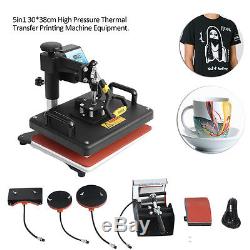 5 In 1 Heat Press Machine Digital Transfer Sublimation T-Shirt Mug Hat Plate Cap