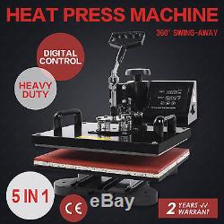 5 In 1 Swing Away Digital Heat Press Machine Sublimation T-shirt Plate Mug Hat