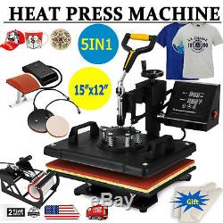 5 in 1 Digital Heat Press Machine Sublimation for T-Shirt/Mug/Plate Hat Printer
