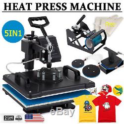 5 in 1 Digital Sublimation T-shirt Mug Plate Caps Heat Press Machine 12x15
