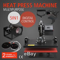 5 in 1 Heat Press MachineT-Shirt Mug Plate Cap Hat Digital Transfer Sublimation
