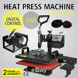 5 in 1 Heat Press Transfer T-Shirt Mug Hat Sublimation Printer Printing Machine