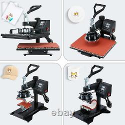 5 in1 Heat Press Machine 360°Swing Away T-Shirt Printing Press 12x15 Cap Hat Mug