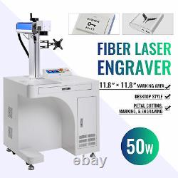 50W Fiber Laser Marking Machine Cutting Engraving F/ Metal Marker 11.8 x 11.8