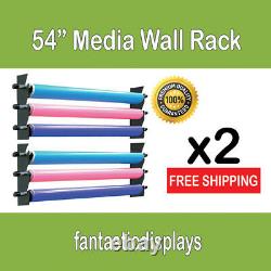 54 Media Storage Wall Rack Vinyl Rolls / Fabric 2 Pack