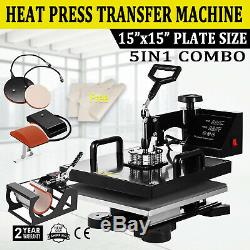 5IN1 Combo T-Shirt Heat Press Transfer 15x15 Printing Machine Swing Away