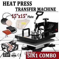 5IN1 T-Shirt Heat Press Transfer Kit Multifunctional Digital Swing Away 15x15