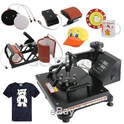 5in1 Digital Transfer Sublimation Heat Press Machine T-Shirt Mug Hat Plate 12x15