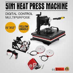 5in1 Heat Press Machine Digital Transfer Sublimation T-Shirt Mug Hat Plate Cap