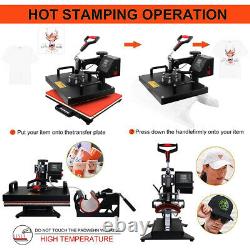 5in1 Heat Press Machine Digital Transfer Sublimation for Cap T-Shirt Mug 15x11