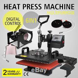 6in1 Heat Press Machine Digital Transfer Sublimation T-Shirt Mug Hat Plate Cap