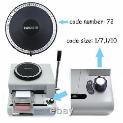 72-Character PVC Manual Credit Card Embossing Machine Code Embosser US