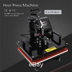 8 in 1 Dual Digital Transfer Sublimation Heat Press Machine T-Shirt Mug 15x12