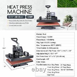 8-in-1 T Shirt Heat Press Machine Professional 360 Swing-Away Press 12x15in