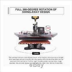 8 in1 Heat Press Machine 360°Swing Away T-Shirt Hat Mug Printing Press 15x15