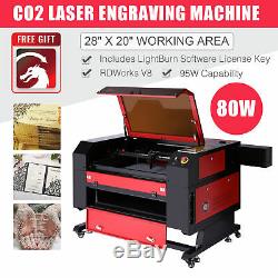 80W CO2 28 x 20 Laser Engraver Cutter With LightBurn For Windows Mac OSX Linux