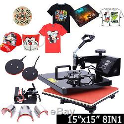 8in1 15x15 Sublimation T-Shirt Heat Press Transfer Mug Plate Printer Machine DIY