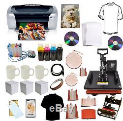 8in1 Combo Heat Transfer Press, Epson Printer C88, CISS Ink, T-shirts, Mug, Plate Kit