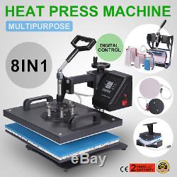 8in1 Digital Heat Press Machine Transfer T-shirt Cap Sublimation Swing Away