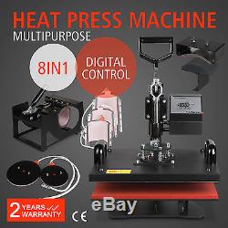 8in1 Transfer Sublimation T-Shirt Mug Hat Plate Cap Heat Press Printing Machine