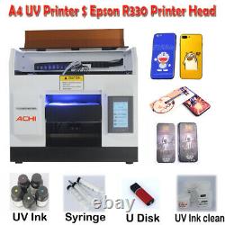 A4 UV Printer 6 Color for Phone case/cover Glass Metal Wood Embossed & INK