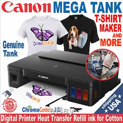 Canon Mega Tank Refillable Ink Printer T-shirt Maker Complete Starter Pack
