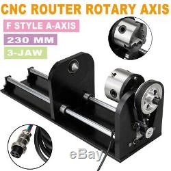 Cnc Router Rotary Axis With 80mm Chuck A-Axis 230mm Track Co2 Laser Engraving