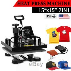 Digital 2IN1 Combo T-Shirt Heat Press Transfer Machine Cap Swing Away 15x15