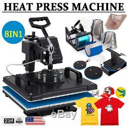 Digital 8in1 Heat Press Machine Transfer Sublimation T-Shirt Mug Hat Cap Printer