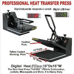 Digital Heat Press 15x15 Transfer Machine T-shirt Maker Start + Printer Epson