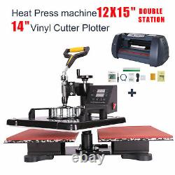 Double Station 12x15 Heat Press Machine 14 Vinyl Cutter Plotter Sticker Print